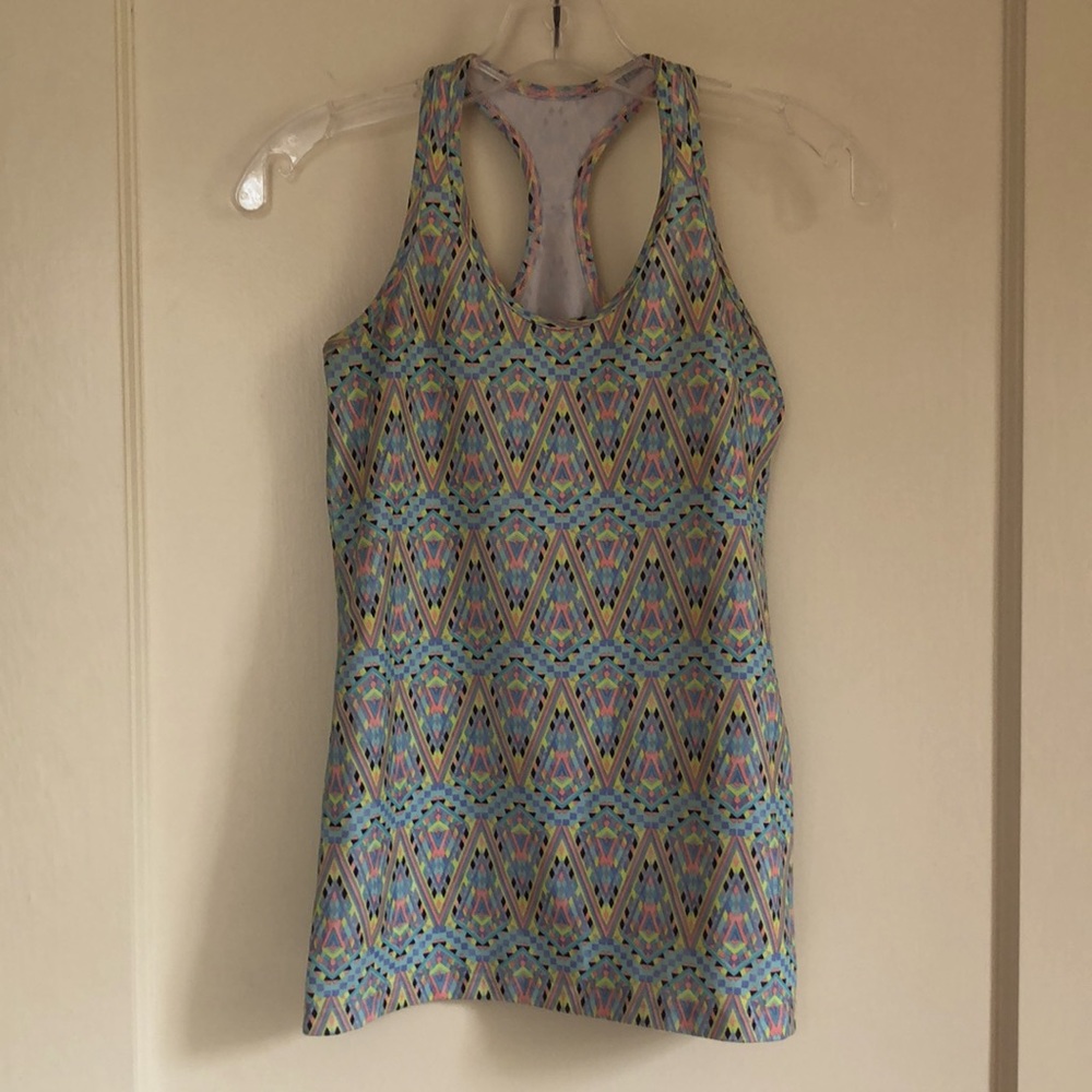 EUC Ivivva Lululemon Girls Racerback Tank Top - Pastel and Black Print Size 14